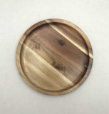 Zavis Green Acacia Wood Round Stackable Plate / Platter 8"  | Dishwasher Safe